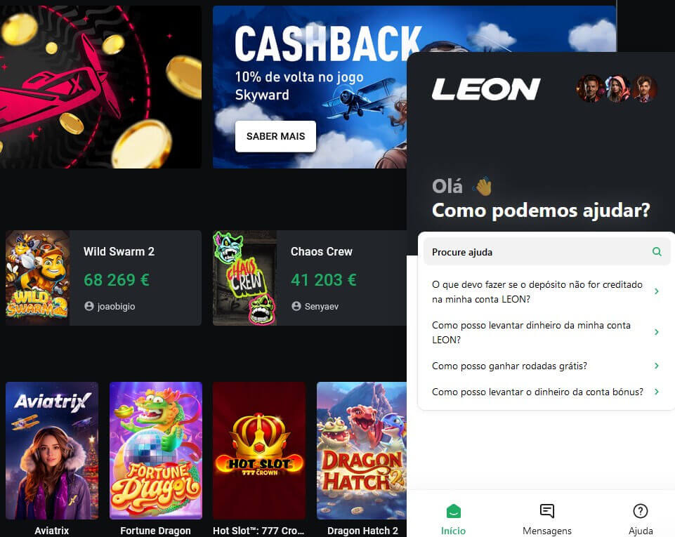 Leon Casino - Atendimento ao cliente 